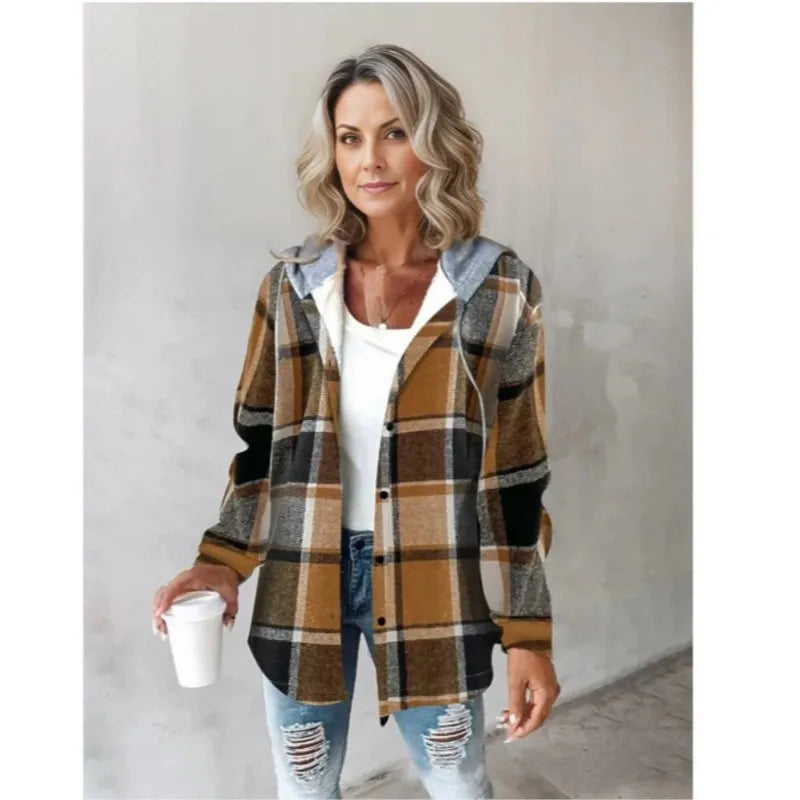 Chic Plaid Hooded Jacket