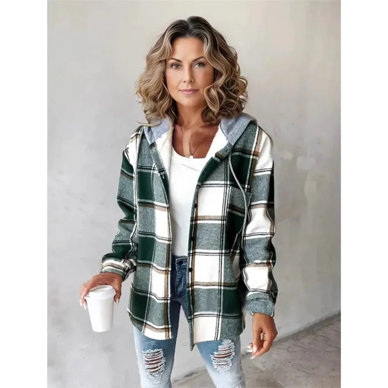 Chic Plaid Hooded Jacket