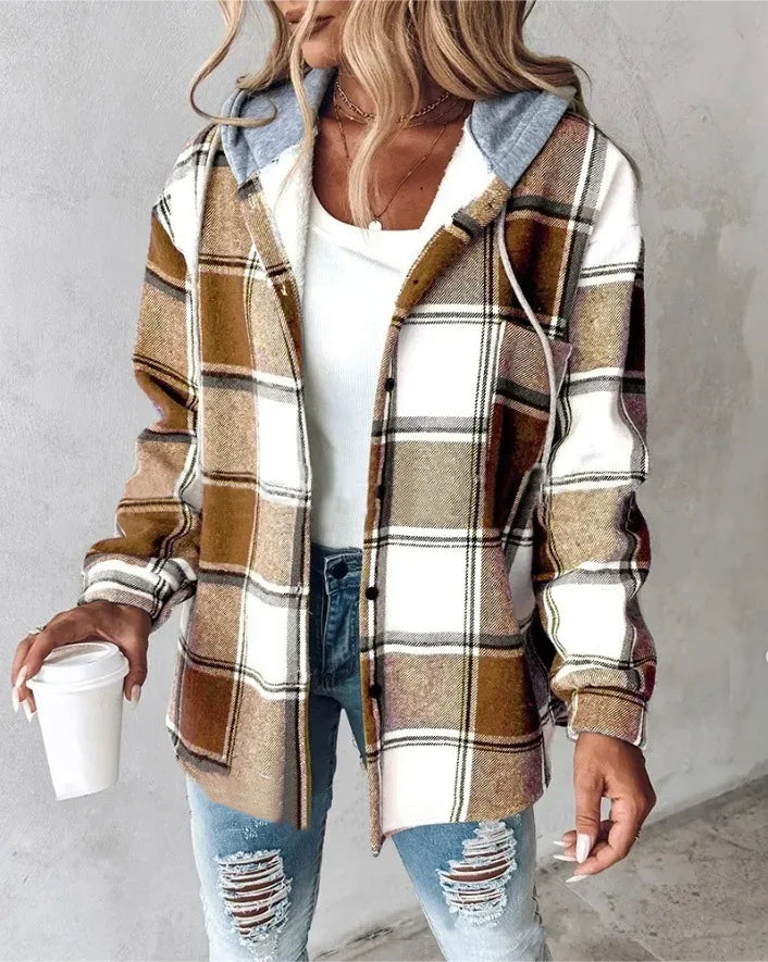 Chic Plaid Hooded Jacket