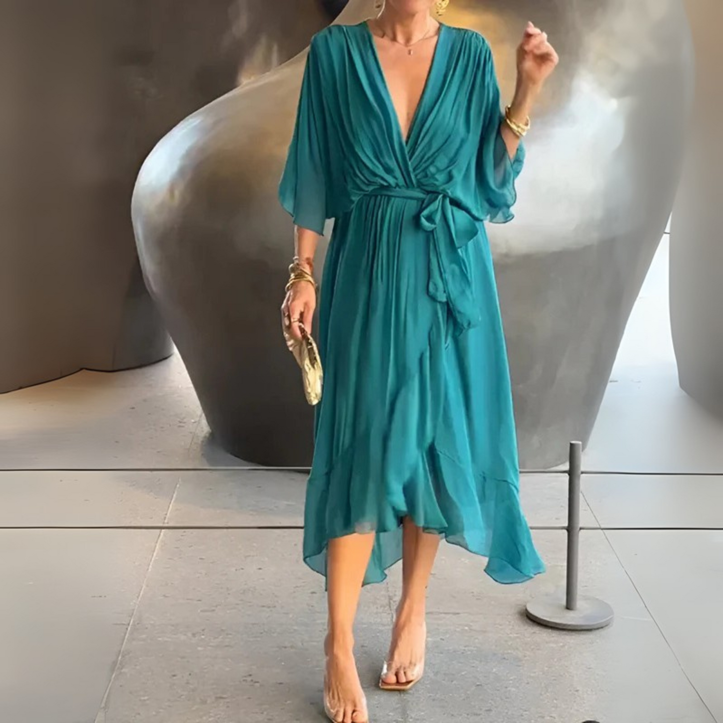 Eline™ | Tie-Waist Midi Dress