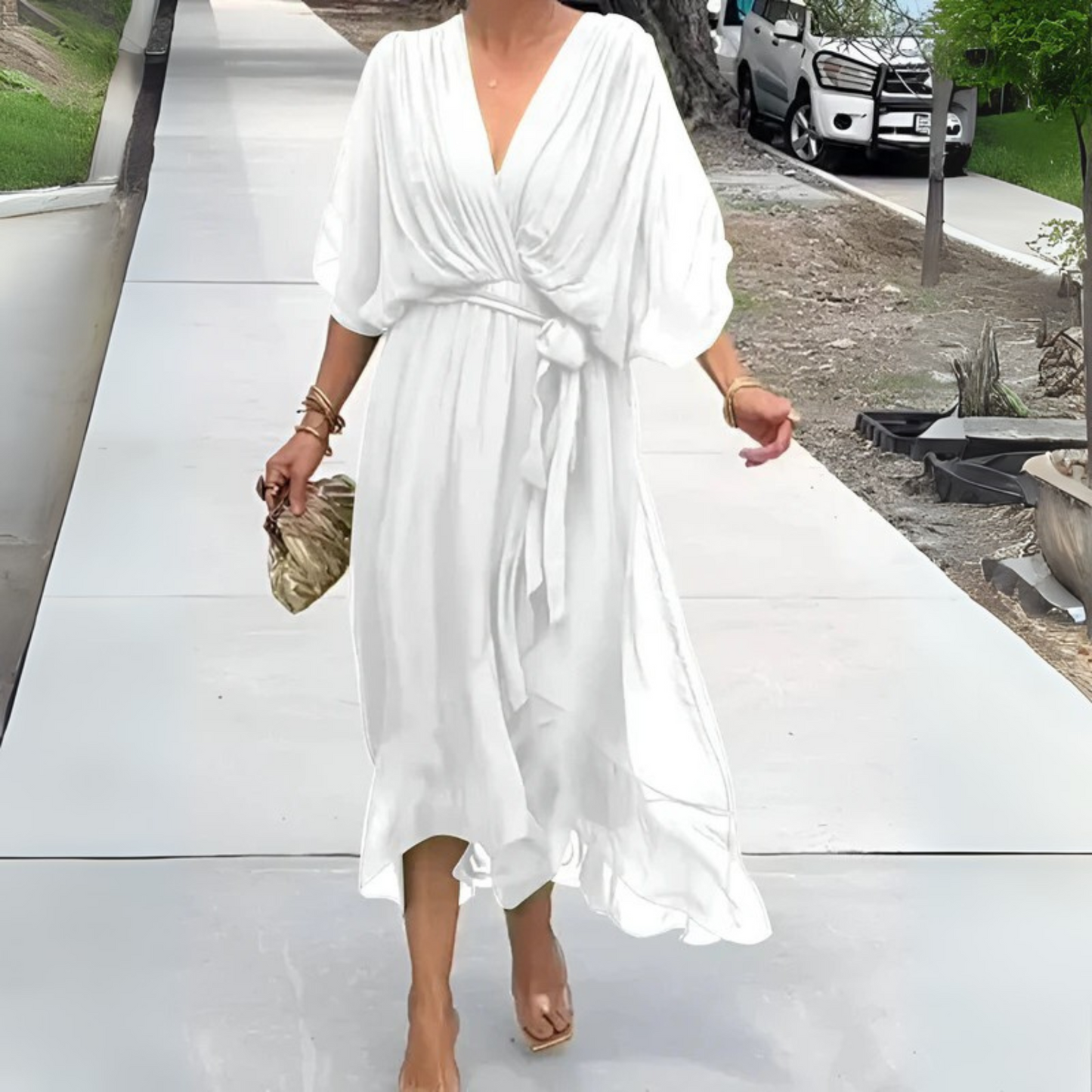 Eline™ | Tie-Waist Midi Dress