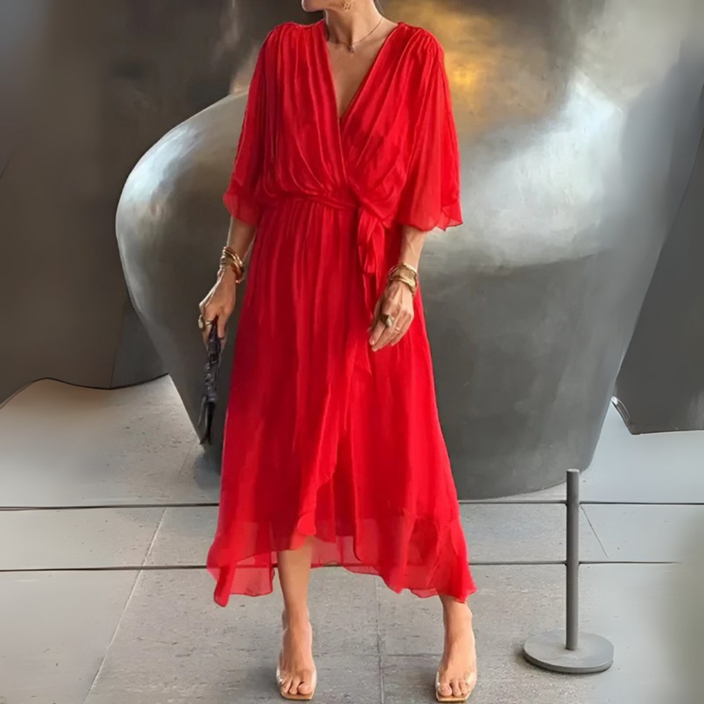 Eline™ | Tie-Waist Midi Dress