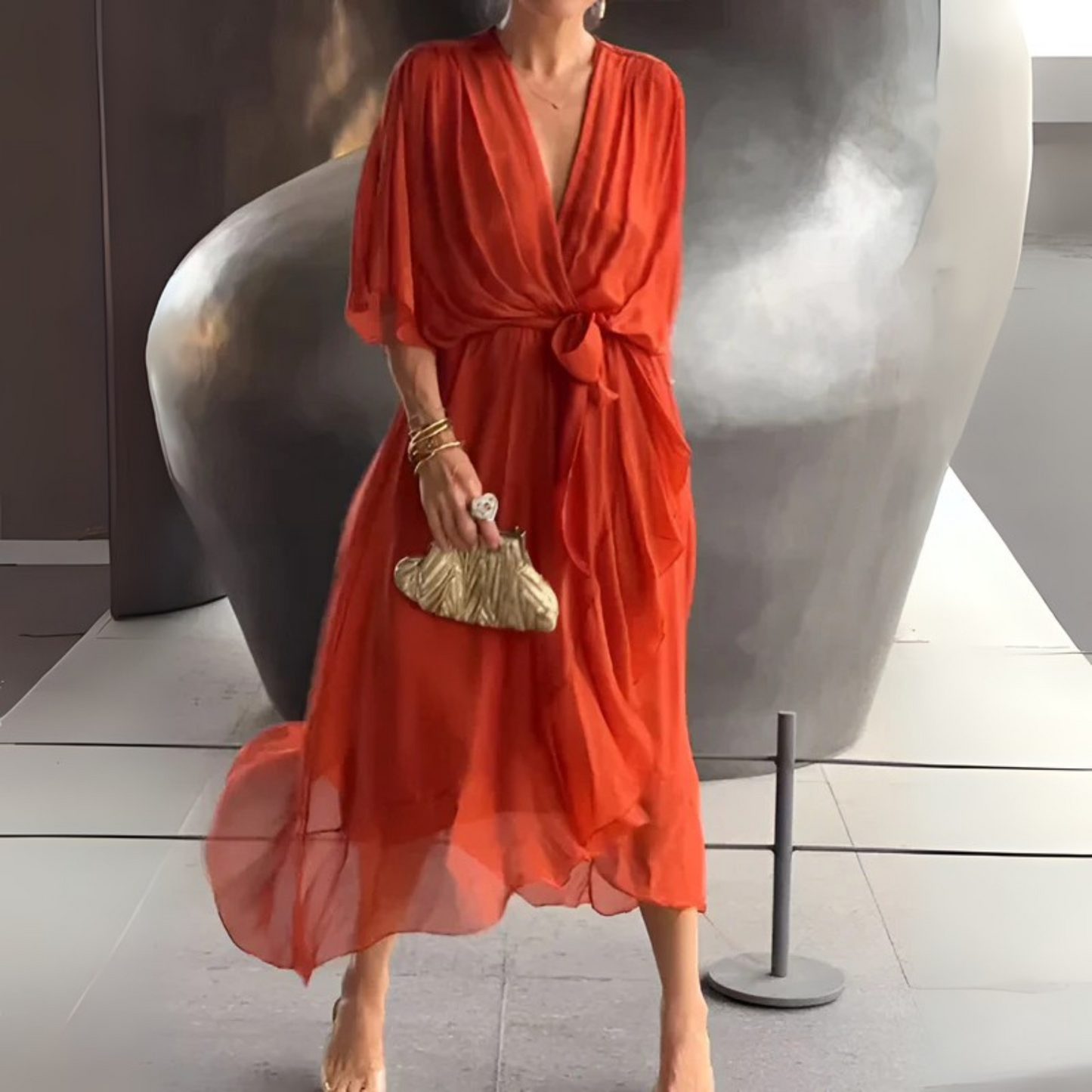 Eline™ | Tie-Waist Midi Dress