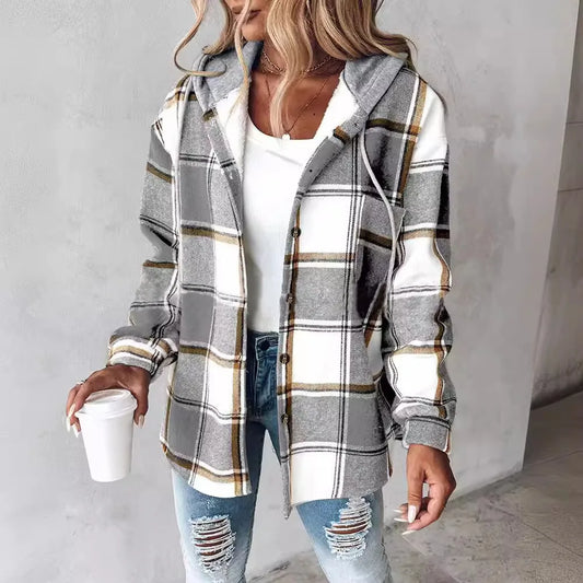 Chic Plaid Hooded Jacket