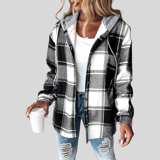 Chic Plaid Hooded Jacket