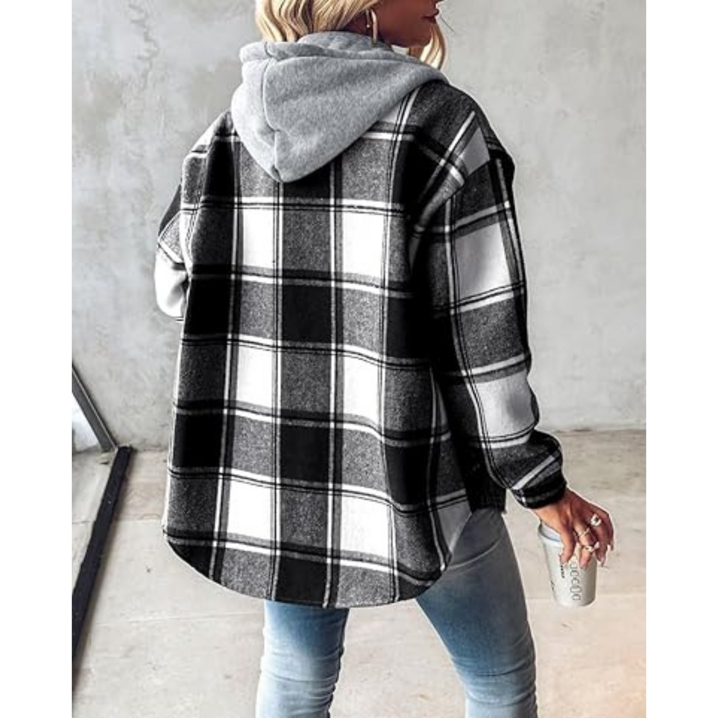 Chic Plaid Hooded Jacket
