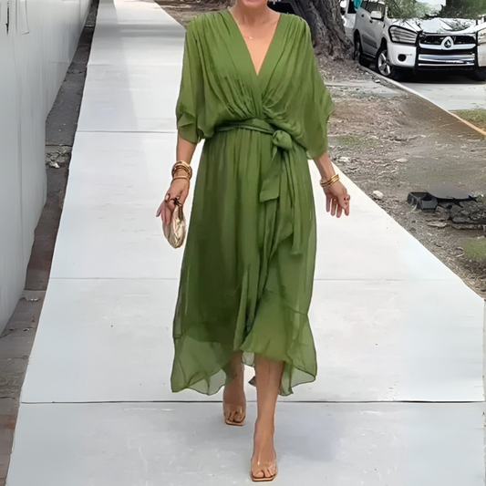 Eline™ | Tie-Waist Midi Dress
